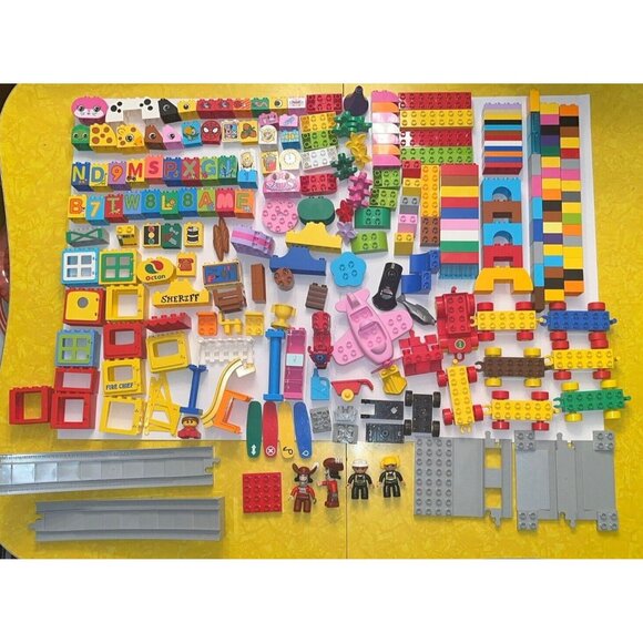 Lego Other - Lego DUPLO 7 lbs Bulk Train Figures Castle Auto ABC #s Flowers Bricks VTG & MOD